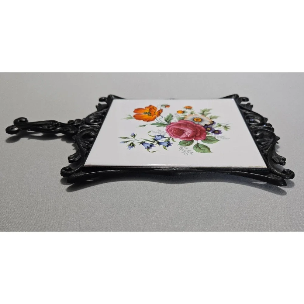 Anna Decoration Floral Tile Trivet Wall Hanging Art 125 Italy Ceramic Plastic